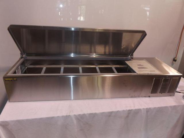 lot 24 image: Silver King Stainless Steel Counter Top Prep Station - Model # SKPS12C1 - 120 Volts - 57 x 11 - NSF Approved - (Small Dent in Back)