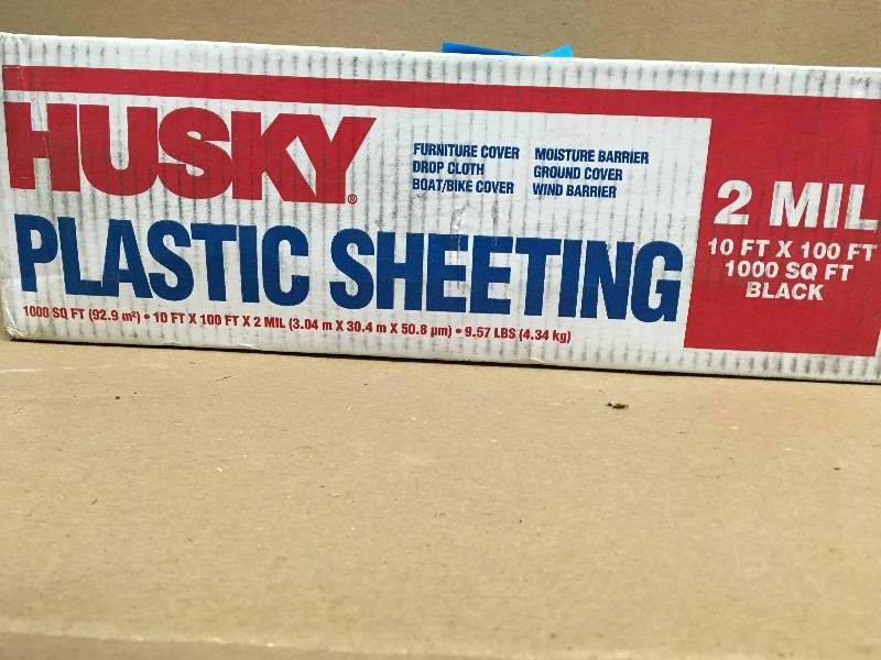 Husky 10 ft. x 100 ft. Black 2 mil Plastic Sheeting