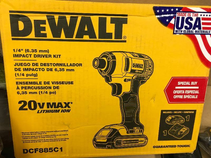 Dewalt 20-Volt MAX Lithium-Ion Cordless 14 in. Impact Driver with Battery 1.3Ah, Charger