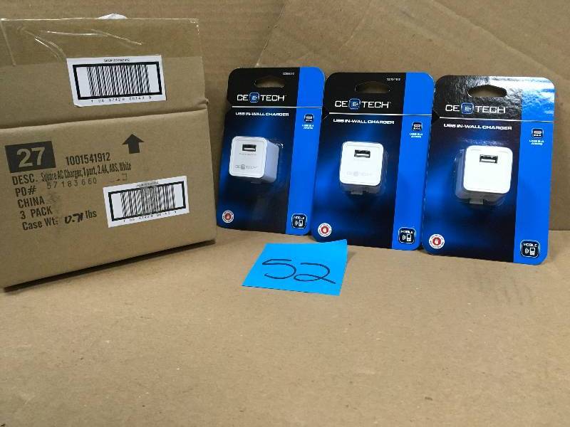 Ce Tech 2.4 Amp 1-Port ABS Square AC Charger, White