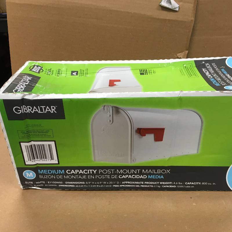 Gibraltar Elite Medium Galvanized Steel Post-Mount Mailbox in White