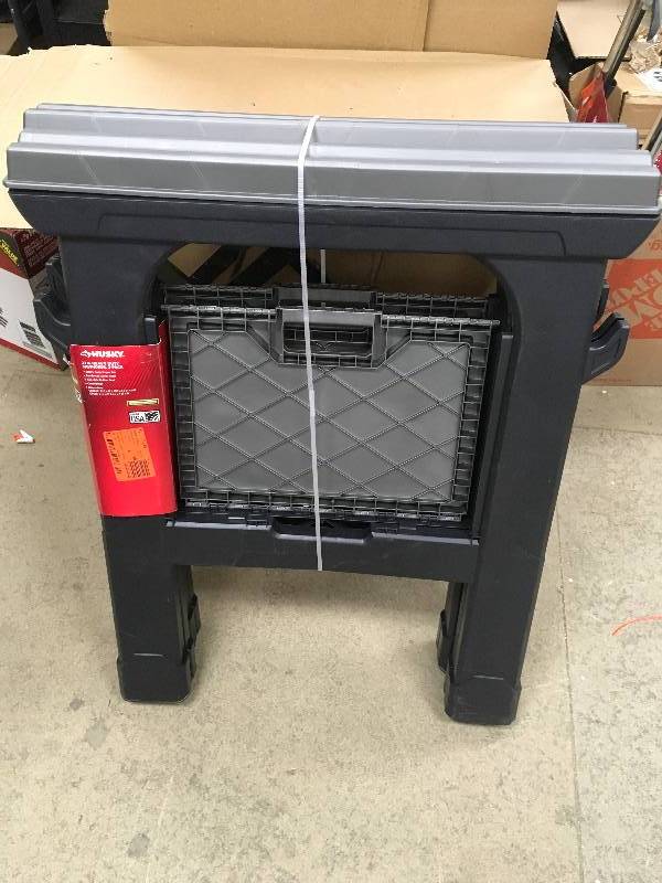 Husky Heavy Duty 27.3 in. Folding Sawhorse (2-Pack)