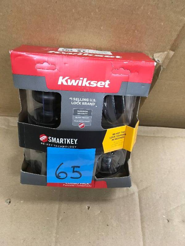 Kwikset Juno Venetian Bronze Exterior Entry Door Knob and Single Cylinder Deadbolt Combo Pack featuring SmartKey