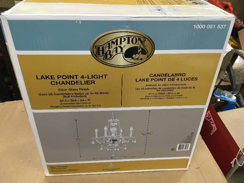 Hampton Bay Lake Point 4-Light Chrome and Clear Crystal Chandelier
