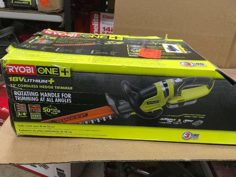 Ryobi ONE Lithium 22 in. 18-Volt Lithium-Ion Cordless Hedge Trimmer - 1.5 Ah Battery and Charger Included