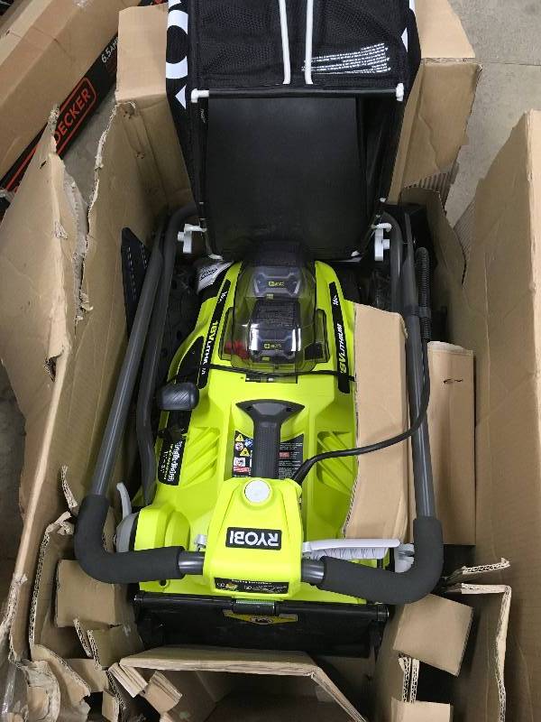 Ryobi 16 in. ONE 18-Volt Lithium-Ion Cordless Battery Walk Behind Push Lawn Mower Two 4.0Ah BatteriesCharger Included