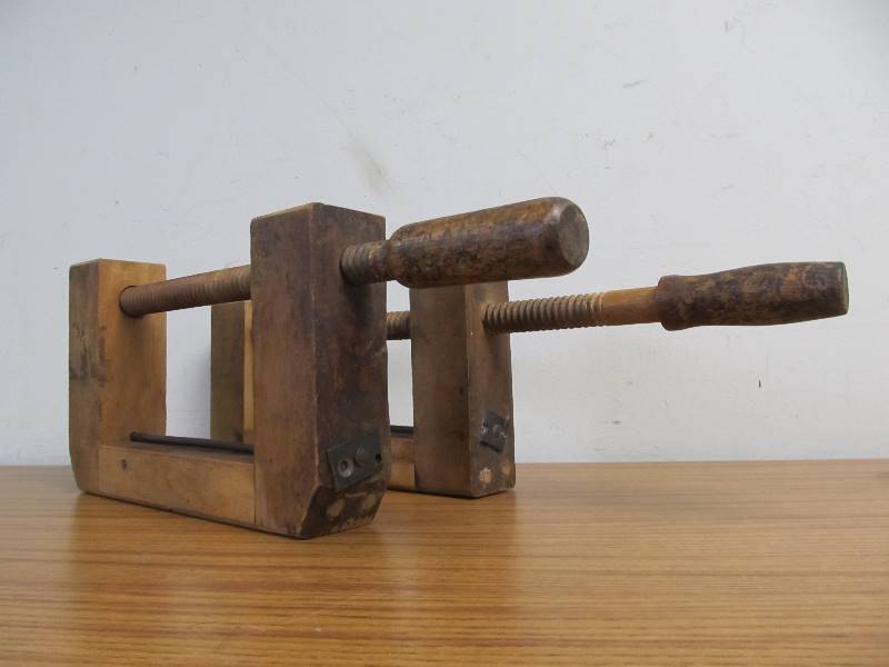 lot 166 image: 2 Large Antique Woodworking Clamps - J.H. Oneil