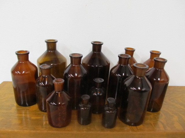 lot 32 image: Large Lot of Vintage ApothecaryPharmacy Bottles