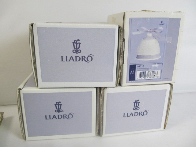 lot 42 image: Lot of 4 LLADRO Porcelain Christmas Bells 1990-1993