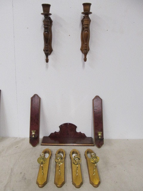 lot 56 image: Matching Sets of Wooden Wall Sconces etc