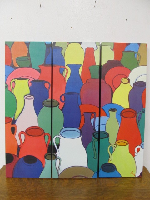 lot 62 image: Colorful Triptych 3-Section Wall Art