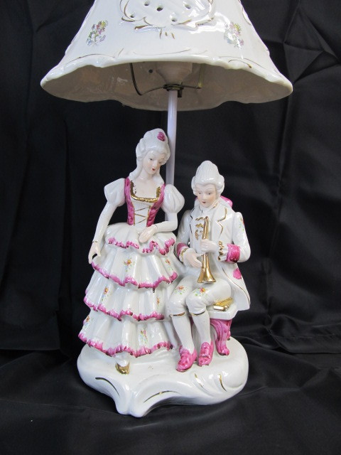 lot 124 image: Figural Porcelain Table Lamp wPorcelain Shade