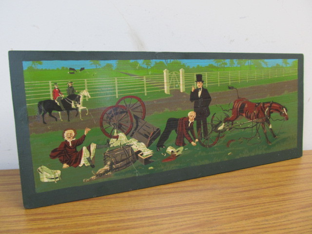 lot 130 image: Hand Painted Oil on Wood Humorous Artwork by George Nathan 