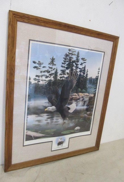 lot 145 image: Framed Signed & Numbered LEO STANS Eagle Print