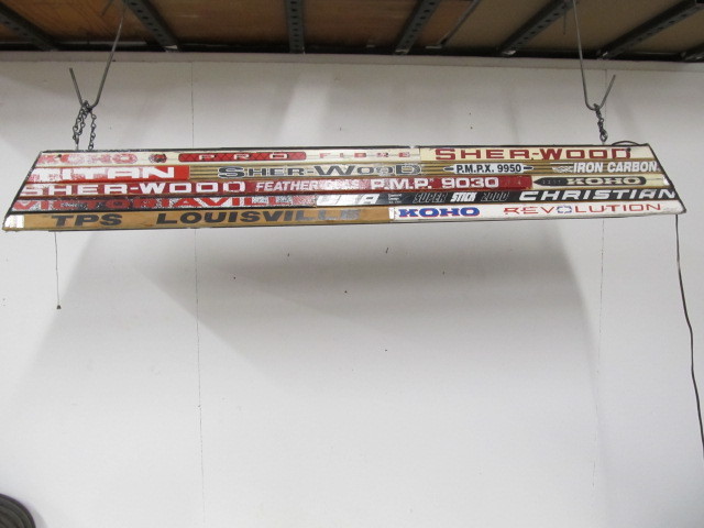 lot 170 image: Vintage Wooden Hockey Stick Pool Table Light