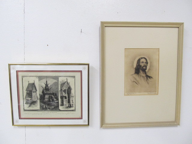 lot 174 image: 2 Framed Signed Engravings
