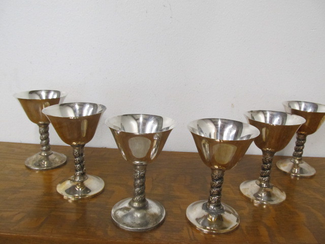 lot 176 image: Set of Vintage Spanish Silverplated Goblets