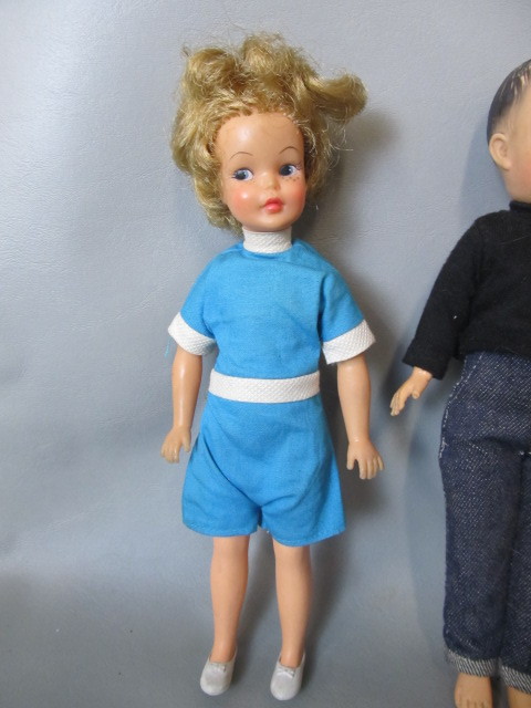 lot 162 image: 2 Vintage Ideal Tammy Dolls & Vogue Jeff Doll wOrig Outfits