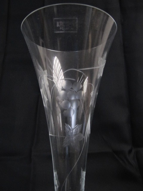 lot 205 image: SET OF 6 Vintage KROSNO Etched Crystal Champagne Flutes