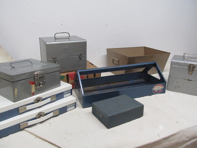lot 217 image: Large Lot of Assorted Metal Industrial File Boxes etc