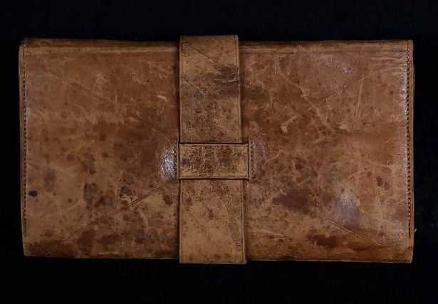 Civil War Leather Wallet, $10 Confederate Currency, Personal Note