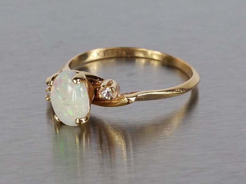 34 Carat Fire Opal and Diamond Ring in 14k Gold