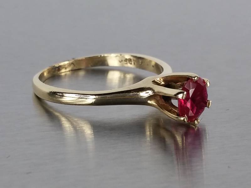 Ruby Solitaire Ring in 14k Gold