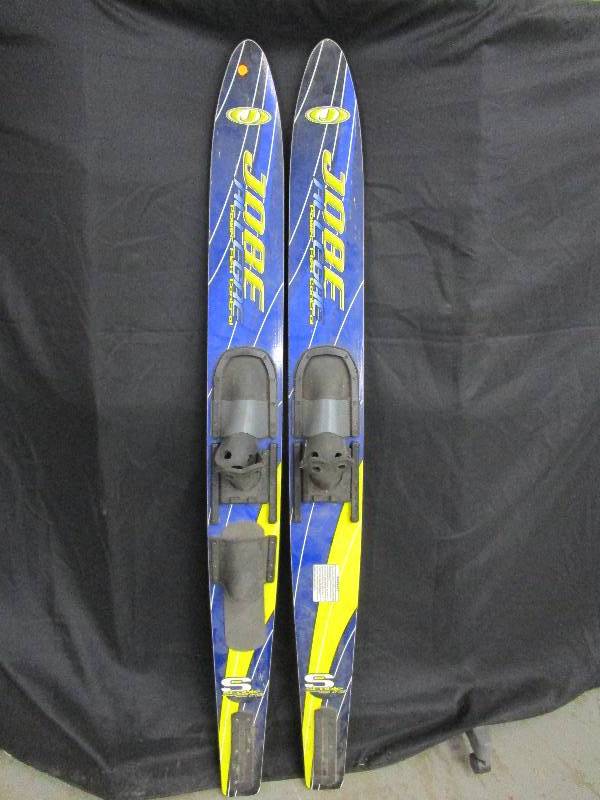 lot 14 image: 1 Pr Adult Water Skis-BlueYellow Jobe All Egre Power Flex Control Look Unused S-Stable