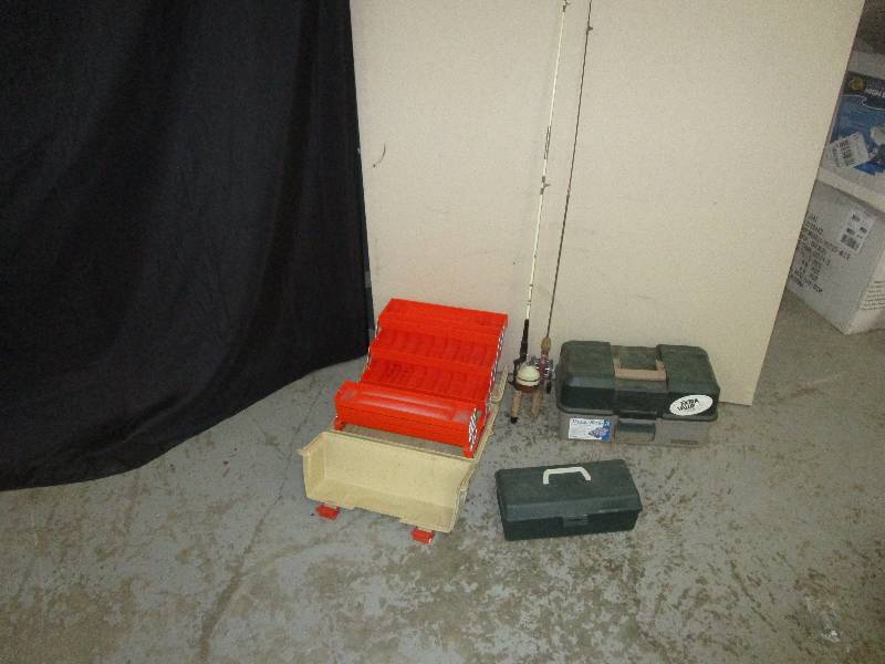 lot 100 image: 2 Fishing Poles and 3 Tackle Boxes