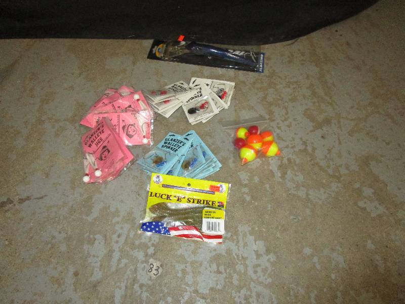 lot 112 image: 12 Jigs, 24 Spinners, Fish Bait, Bobbers and  2 12 Sardine Bunker TS Mega Minnow
