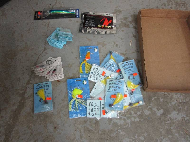 lot 128 image: Never Used 12 Jigs, 24 Spinners, Fish Bait, Bobbers and  1 12 Sardine Bunker TS Mega Minnow