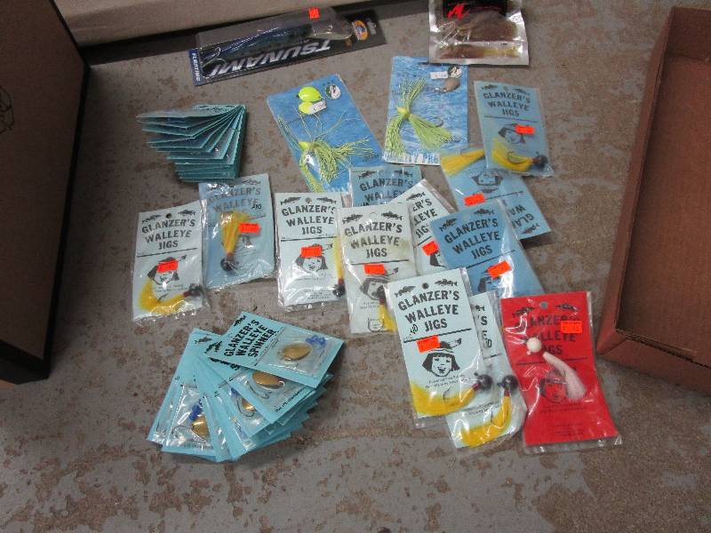 lot 131 image: Never Used 12 Jigs, 24 Spinners, Fish Bait, Bobbers and  1 12 Sardine Bunker TS Mega Minnow