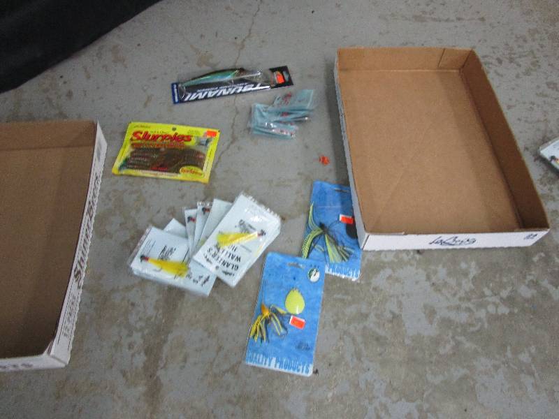 lot 136 image: Never Used 12 Jigs, 24 Spinners, Fish Bait, Bobbers and  1 12 Sardine Bunker TS Mega Minnow