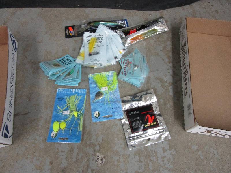 lot 137 image: Never Used 12 Jigs, 24 Spinners, Fish Bait, Bobbers and  1 12 Sardine Bunker TS Mega Minnow