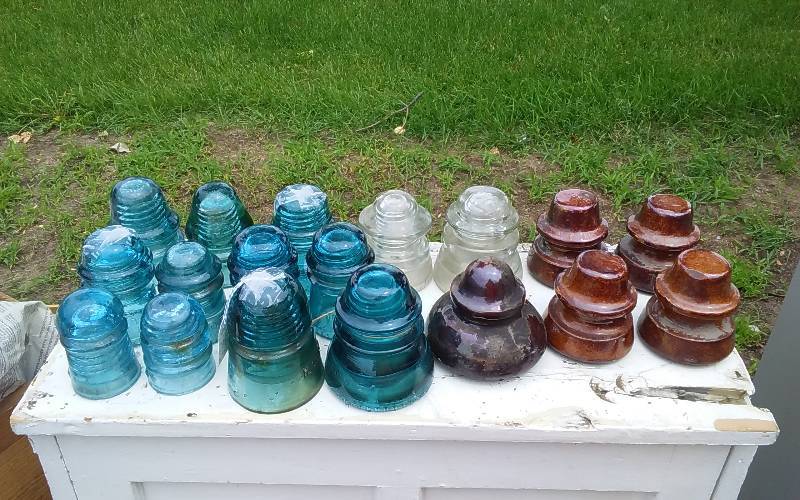 Collection Of Vintage Glass & Porcelain & Telephone Line Insulators
