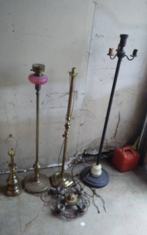 Assorted Floor Lamps, Table Lamp, Old Ceiling Light Fixture, Lamp Harp