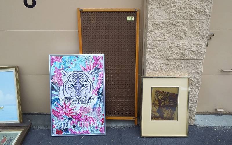 Tiger Picture 24x36, Screen Wall, Framed Trees On Fabric