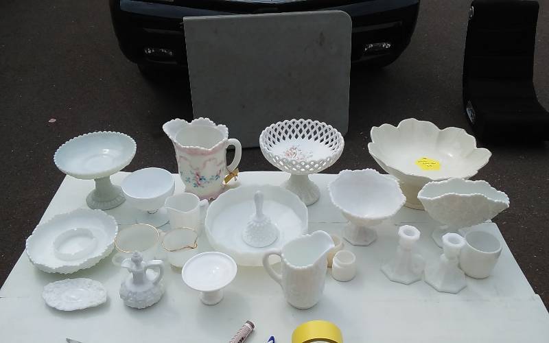Large Lot Of Milk Glass