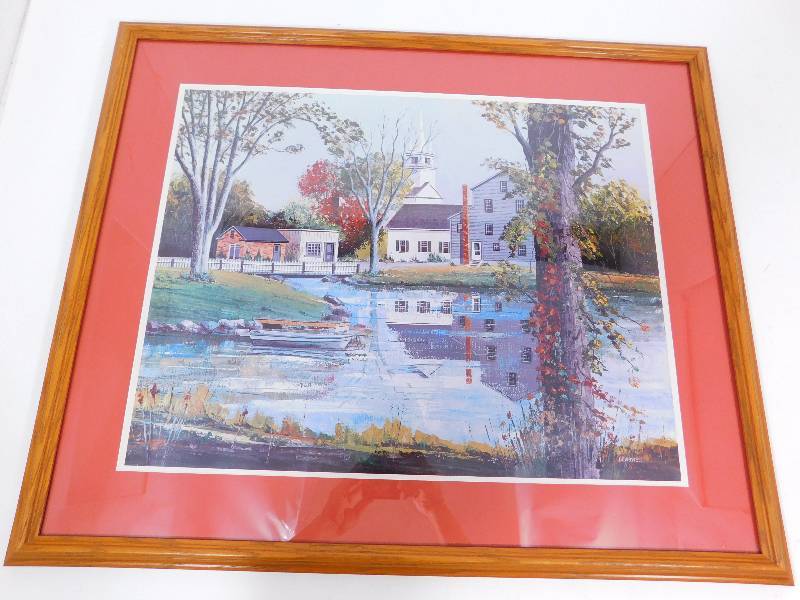 lot 63 image: Framed Picture Of Buildings On Lake Dowswell In Virginia State