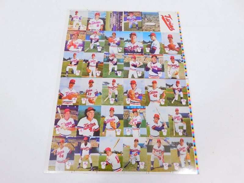 lot 65 image: Uncut Board Sheet Of 1984 Minnesota Twins Baseball Team Players