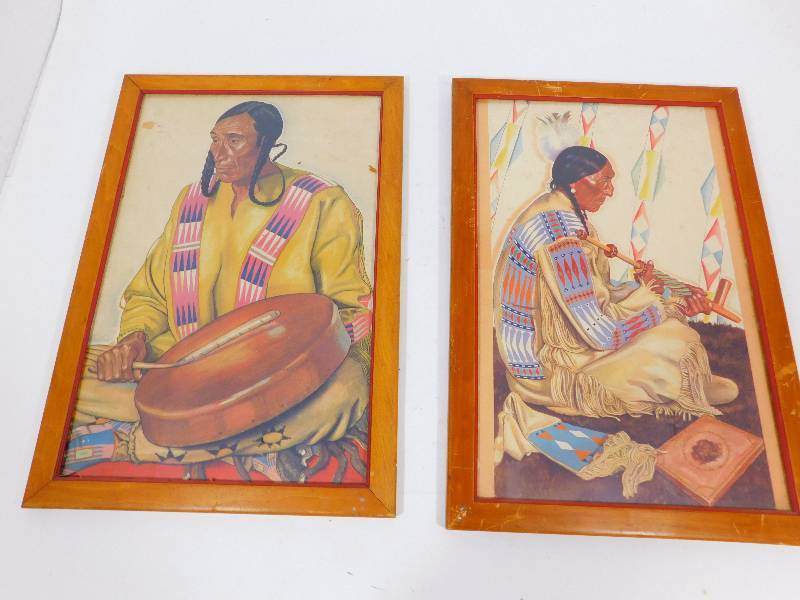 lot 67 image: Two Framed Blackfoot Indian Tribe Pictures