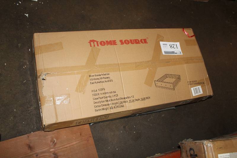 lot 128 image: Lot of (2) Bed Accessories - Home Source Metal Bunk Bed Storage Box, Metal Frames