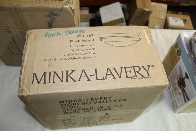 lot 44 image: Minka Lavery Lathan Bronze Flush Mount Ceiling Lamp
