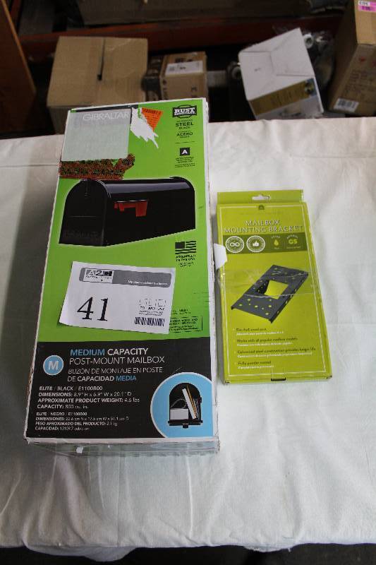 lot 41 image: Medium Capacity Post-Mount Mailbox, Mailbox Mounting Bracket