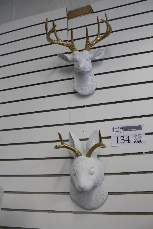 lot 134 image: Lot of (2) Deer Wall Dcor