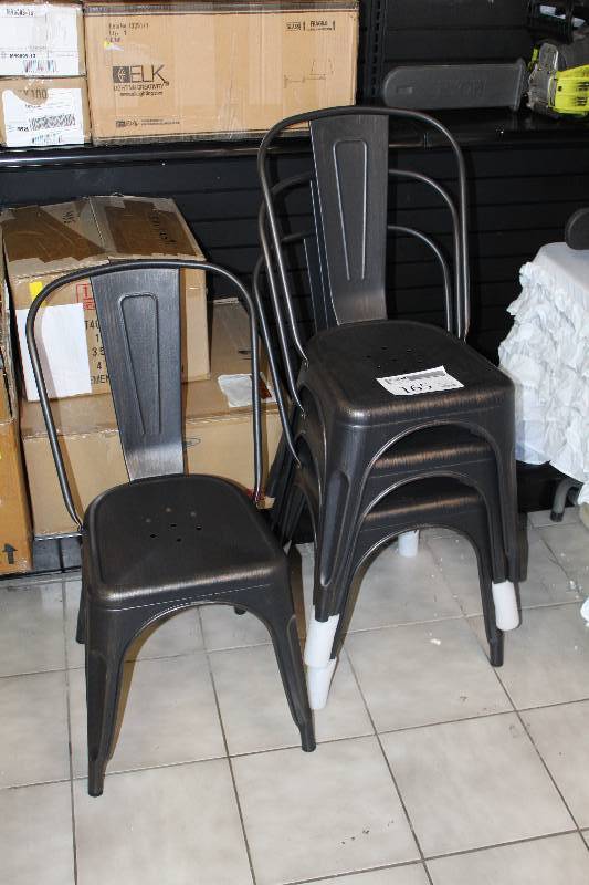 lot 165 image: Lot of (4) Stackable Metal Chairs