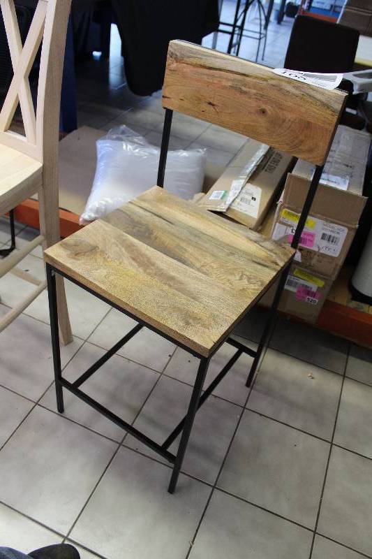 lot 168 image: Metal Dining Chair w Wood Seat, Back