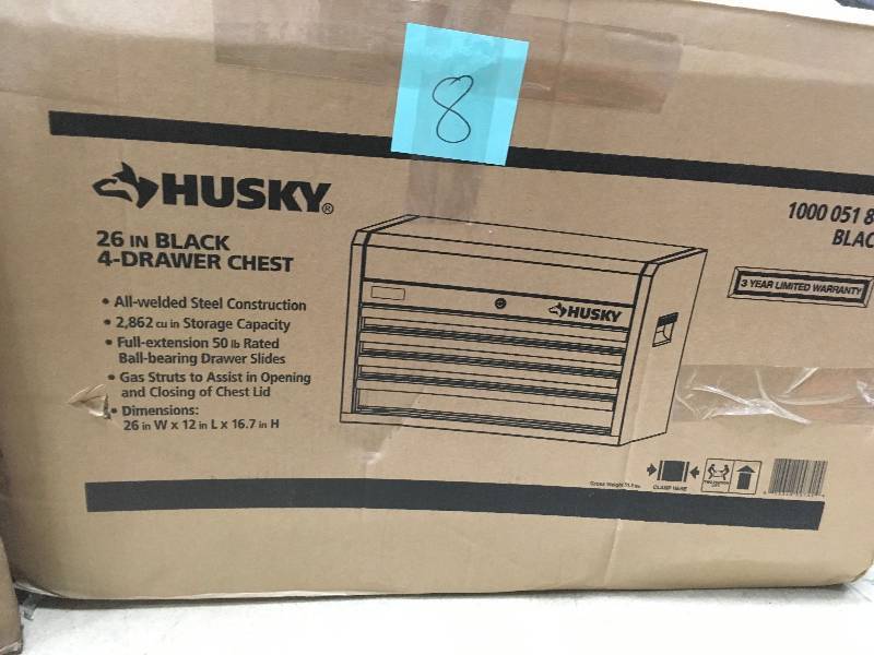 HUSKY 26 in. W 4-Drawer Tool Chest, Black not used