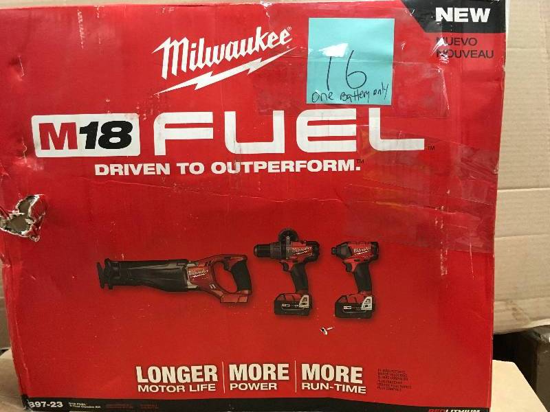 Milwaukee 289723 Fuel M18 FUEL 3-Tool Combo ...ONE BATTERY ONLY in working conditions