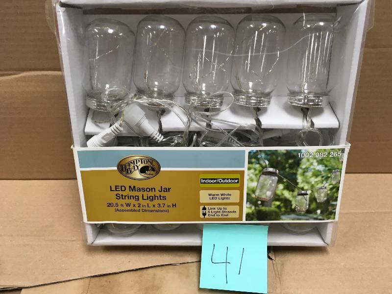 HAMPTON BAY 10-Light Plastic Mason Jar Patio String Lights not used